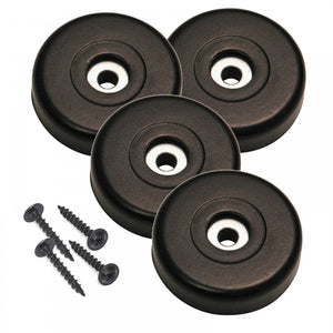 Black Rubber Feet with Integral Steel Wash inc Fixing Screws - Set of 4