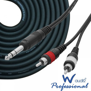 1.5m 6.35mm 1/4 Inch Jack Stereo to 2 x RCA Phono Cable OFC Audio Lead HQ