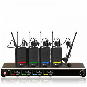 NU4 Quad Wireless Microphone System UHF Headset Lapel