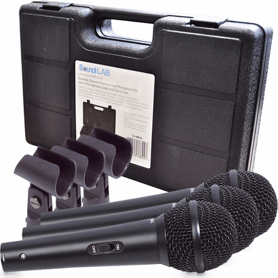 Professional Dynamic Vocal Microphone Triple Microphone Kit Inc. leads