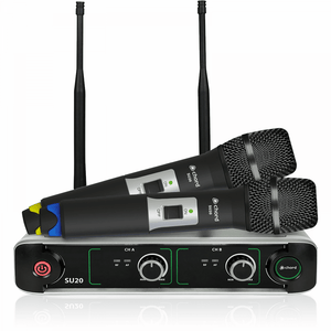 SU20 Handheld Dual UHF Microphone Set BLUE YELLOW Coded