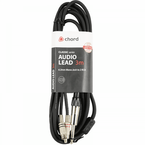 Classic Audio Lead 6.3mm Mono Jack - 2 RCA Plugs 3.0m