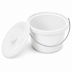 5L Commode Bucket and Lid White with Chrome Handle