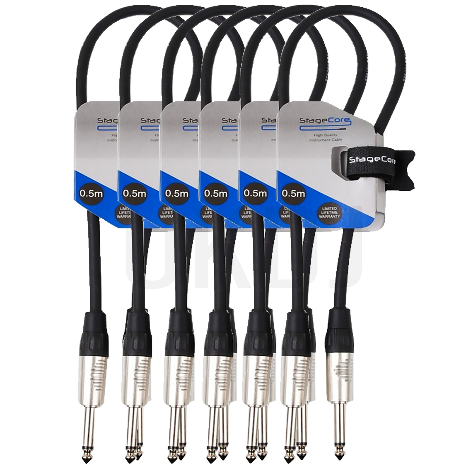 6pc Core100 6.35mm Mono Jack Plug Instrument Cable