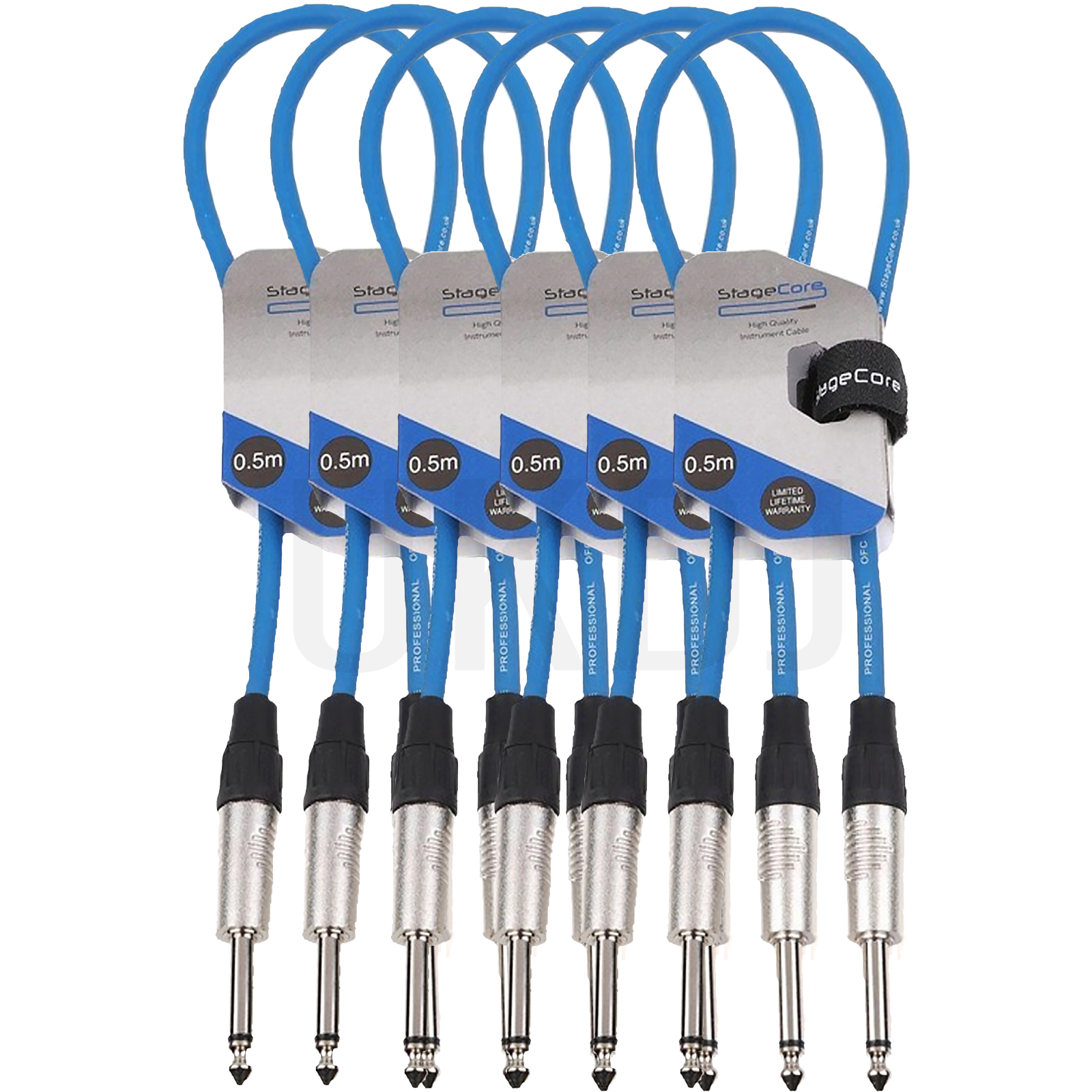 6pc Core100 6.35mm Mono Jack Plug Instrument Cable