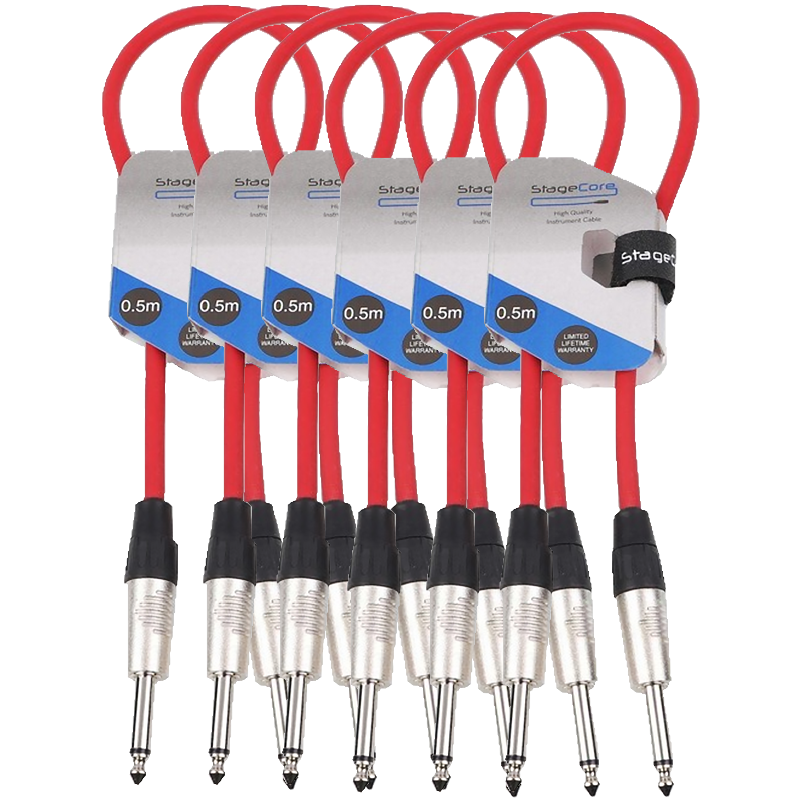 6pc Core100 6.35mm Mono Jack Plug Instrument Cable