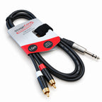 6.35mm Stereo Jack to Twin RCA Phono Leads 1.5m 3.0m & 5.0m