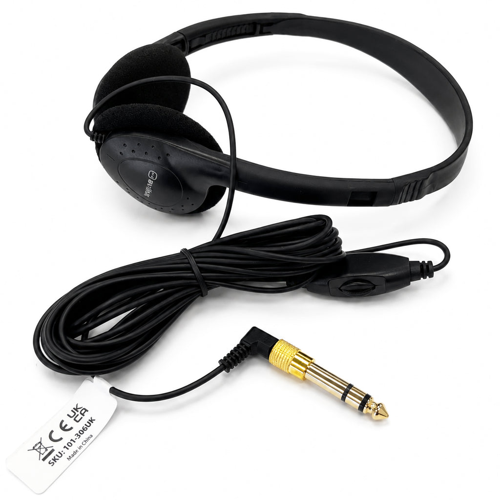 Black Retro Studio Stereo Headphones SH30T Volume Control 5M Lead