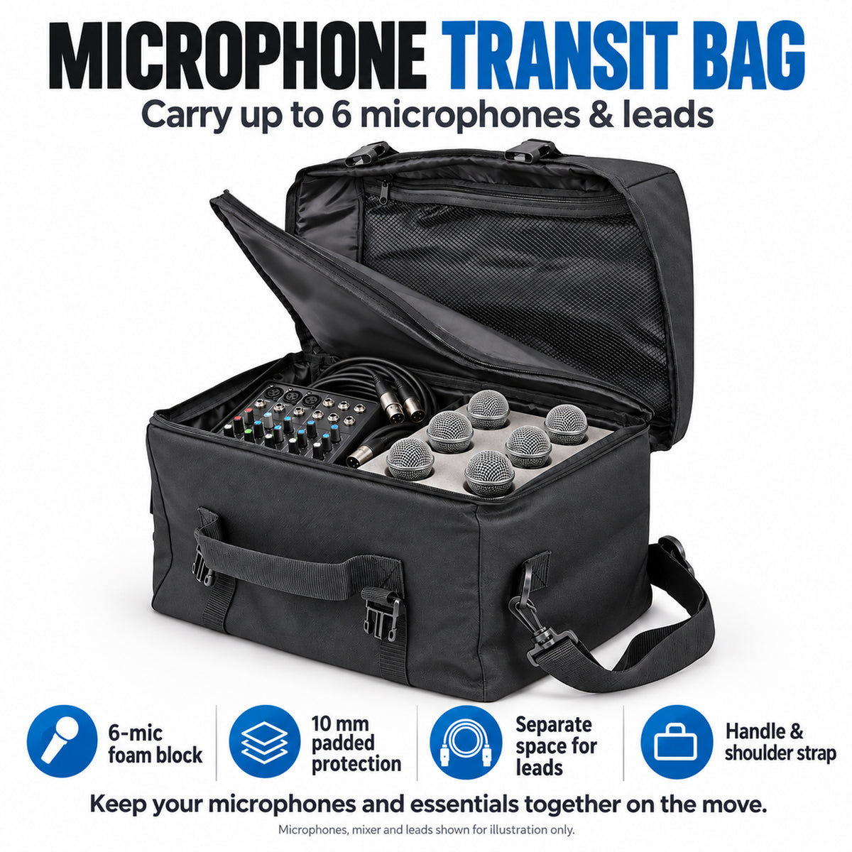 CM-6B Microphone Bag Case Foamed for 6 Mics