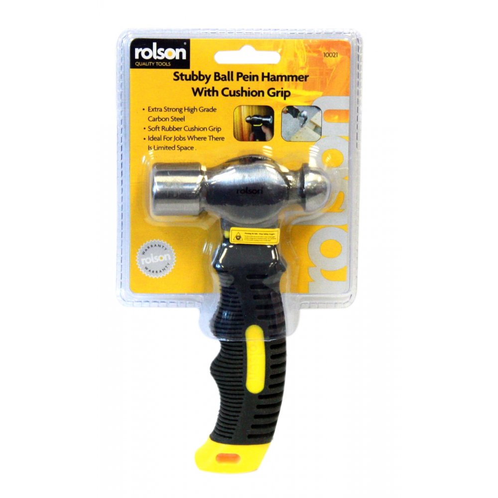 8oz Stubby Ball Pein Hammer with Soft Rubber Grip Handle
