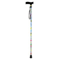 Extendable wooden handled walking stick with floral pattern