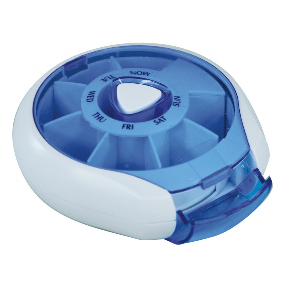 Blue Compact Weekday Pill Dispenser Compact Per Day Tablet Box
