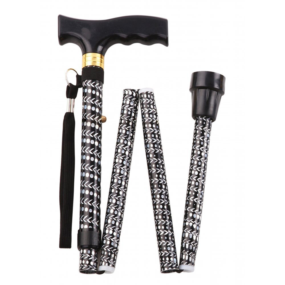 Extendable Plastic Handled Walking Stick with Engraved Pattern