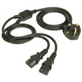 IEC "Y" UK Mains Lead 2M Twin IEC Sockets to UK Mains Plug