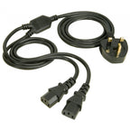 IEC "Y" UK Mains Lead 2M Twin IEC Sockets to UK Mains Plug
