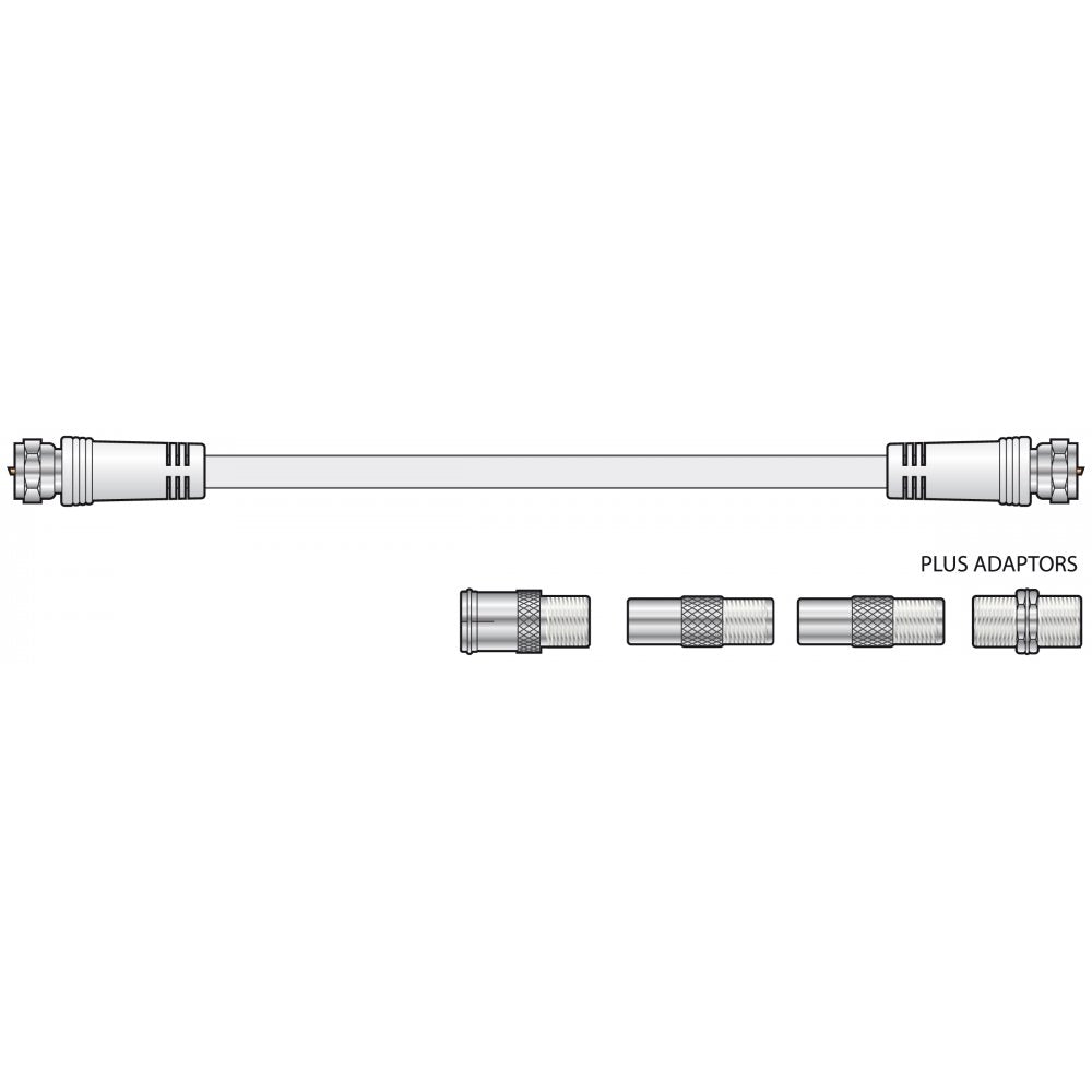 TV Video Lead F Plug to F Plug with Adaptors 2.5m