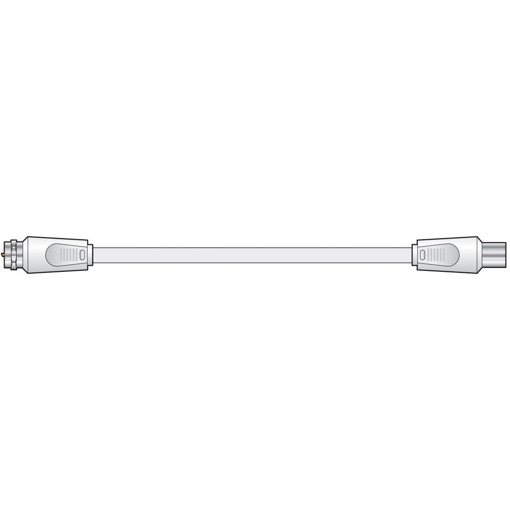 F Plug to Coaxial Plug Lead 2M White