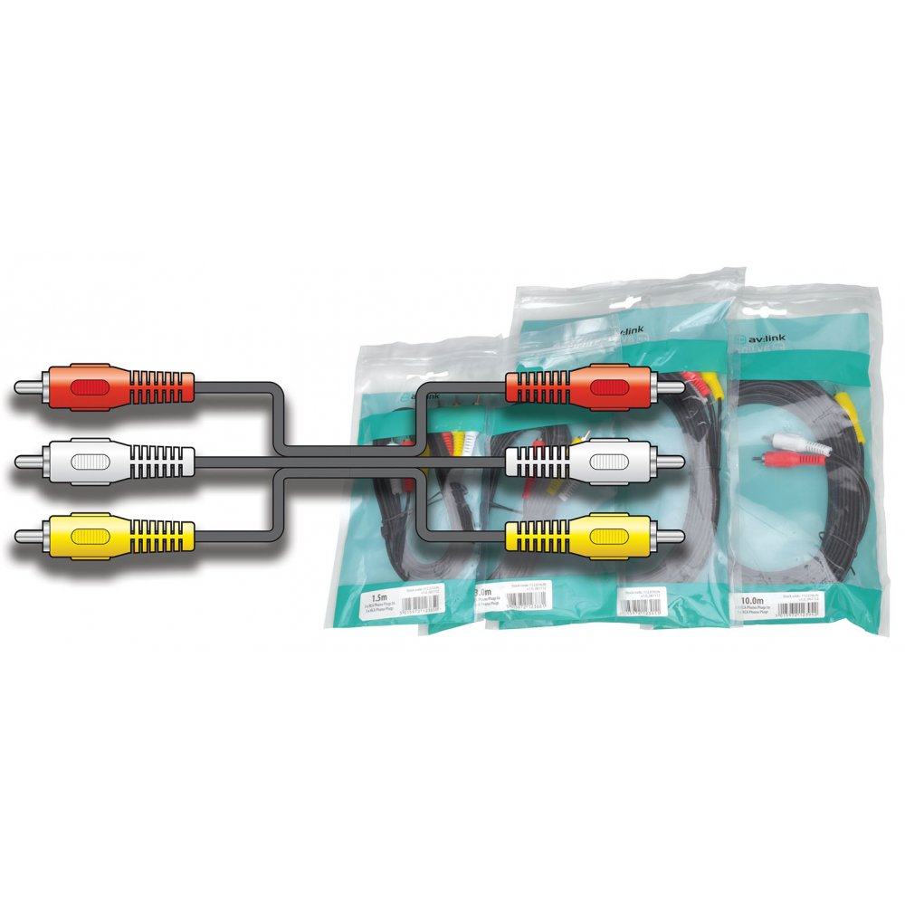 AV Lead 3 x RCA Phono Plugs - 3 x RCA Phono Plugs