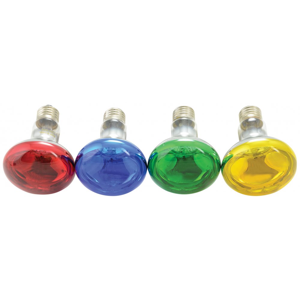 R80 Coloured Reflector Lamps Red Green Yellow Blue Blubs E27 Screw Fitting
