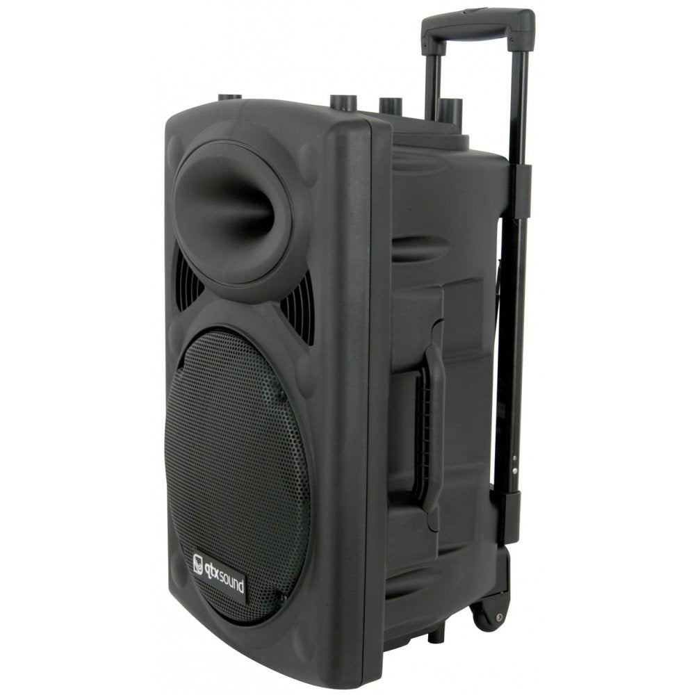 QR-Series Portable 15" PA Unit Twin VHF Radio Mics USB SD & Remote