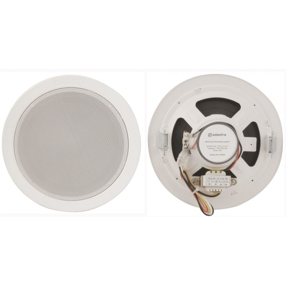 100v Line Metal Easy Quick-Fit Ceiling Speaker 6W 5.25" 135mm