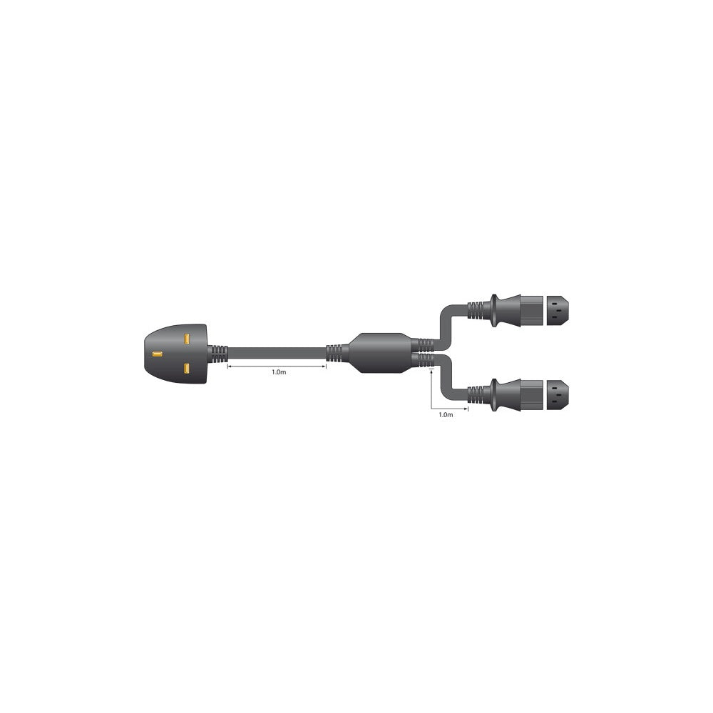 IEC "Y" UK Mains Lead 2M Twin IEC Sockets to UK Mains Plug