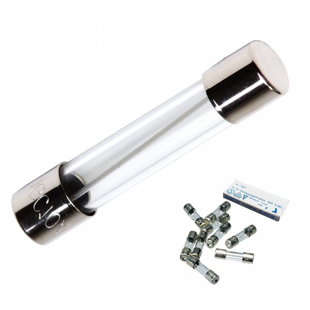 Slow Blow Glass Fuses 6mm x 32mm Packed in 10's - Timed Blow Fuse