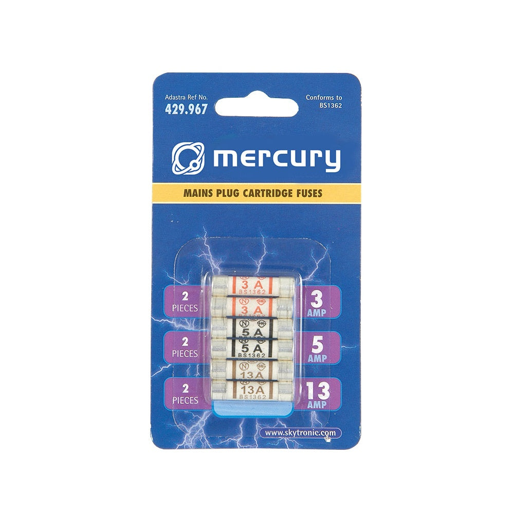 Domestic Mains Fuses Assorted Pack of 6 1" Fuse