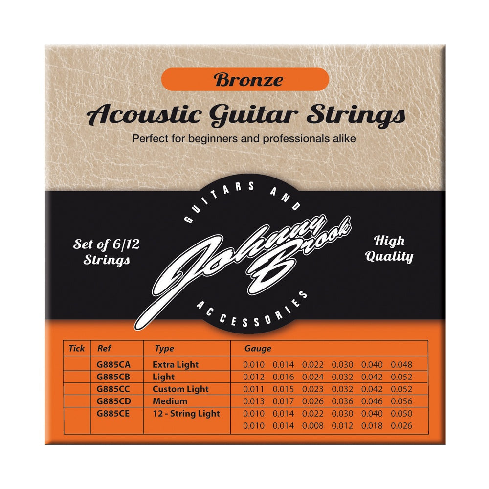 Set of 6 or 12 High Quality Bronze Acoustic Guitar Strings