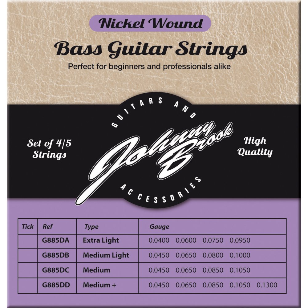 Set of 4 or 5 High Quality Nickel Wound Bass Guitar Strings