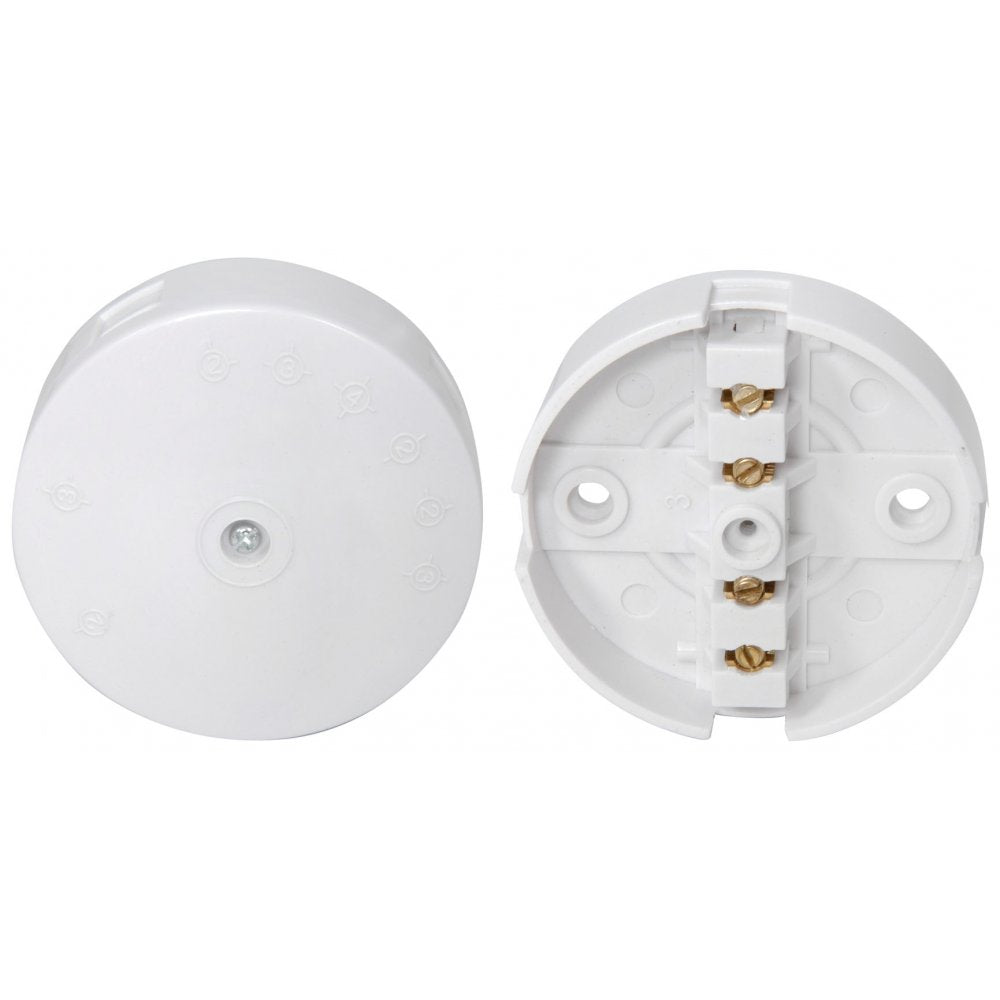 White Plastic Mains Junction Box 4 Terminals 20A Rated