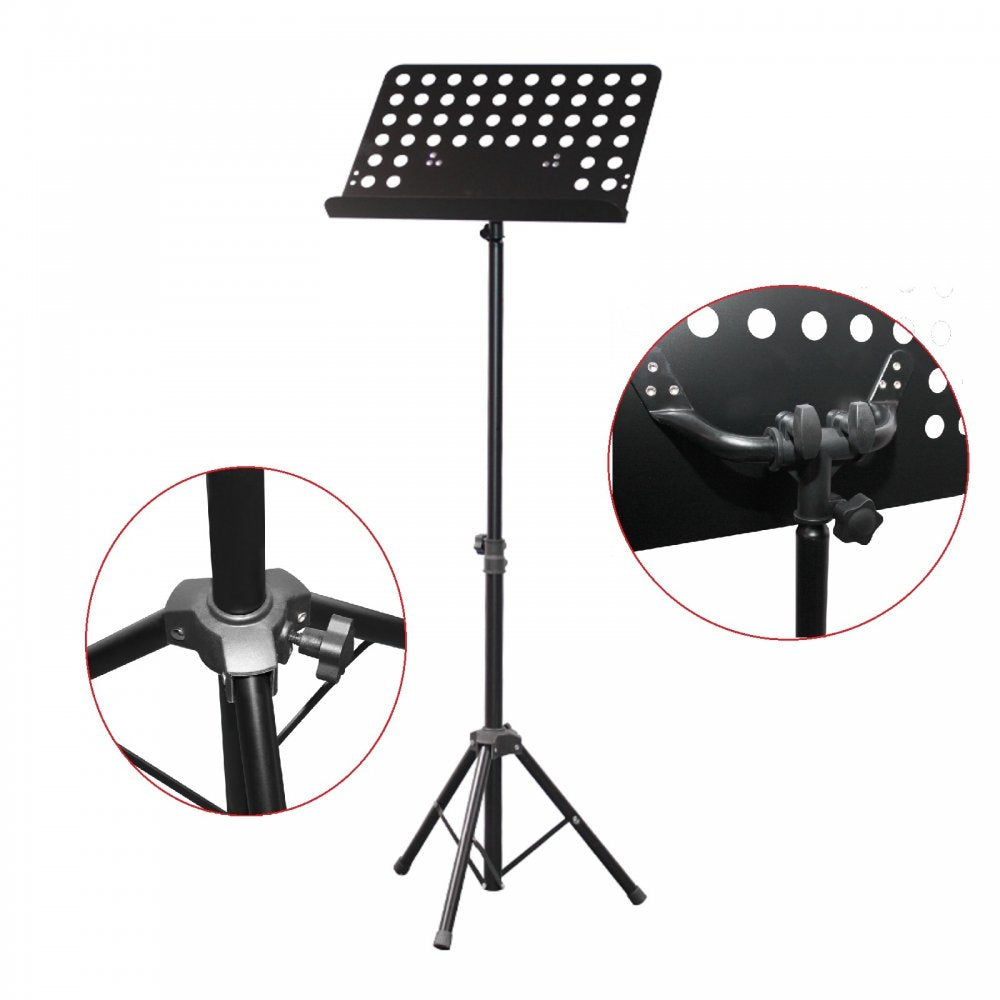 Sheet Music Stand with Height and Angle Adjustment Dual Locking Mechanism