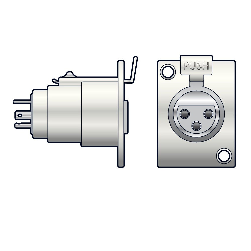 3 Pin XLR Female Chassis Socket with Solder Terminals