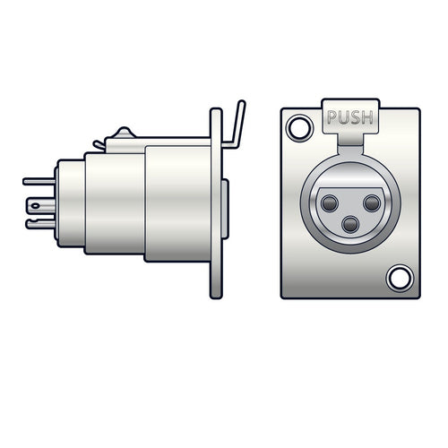 3 Pin XLR Female Chassis Socket with Solder Terminals