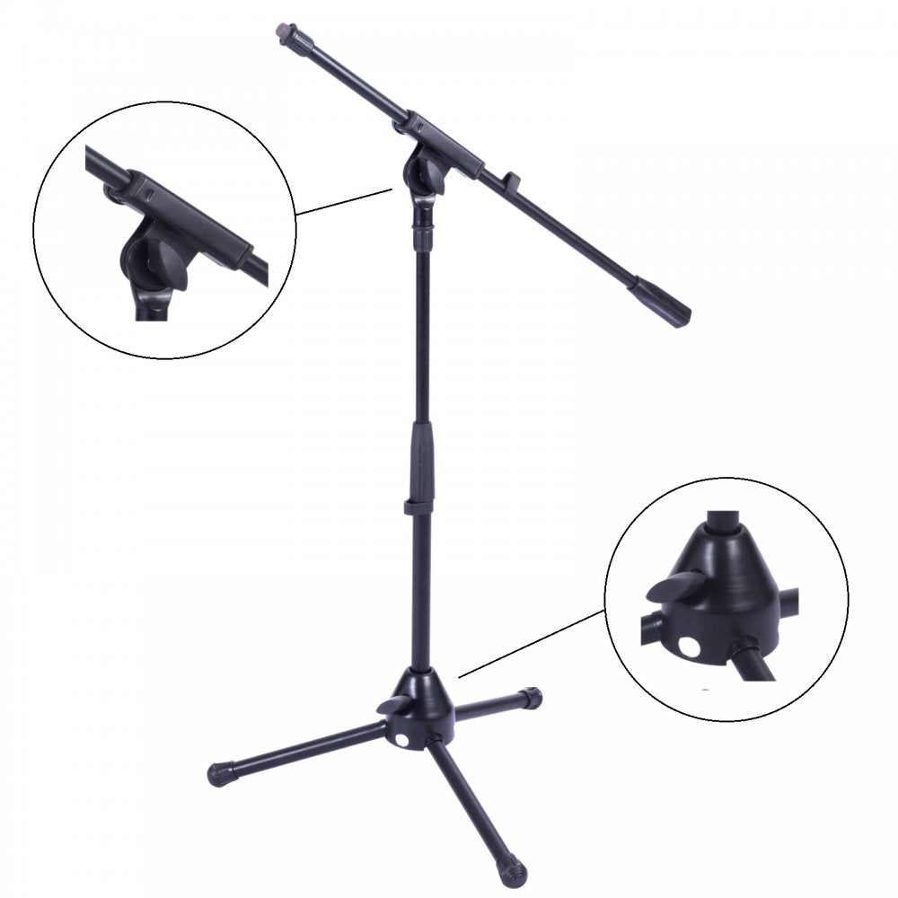 Black Low Level Microphone Stand With Adjustable Boom Arm