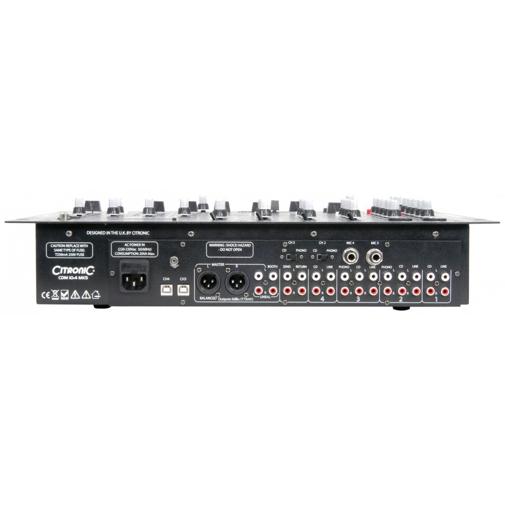 4 Channel USB 17 Input 19" Rack DJ Mixer 4 Mic Channels