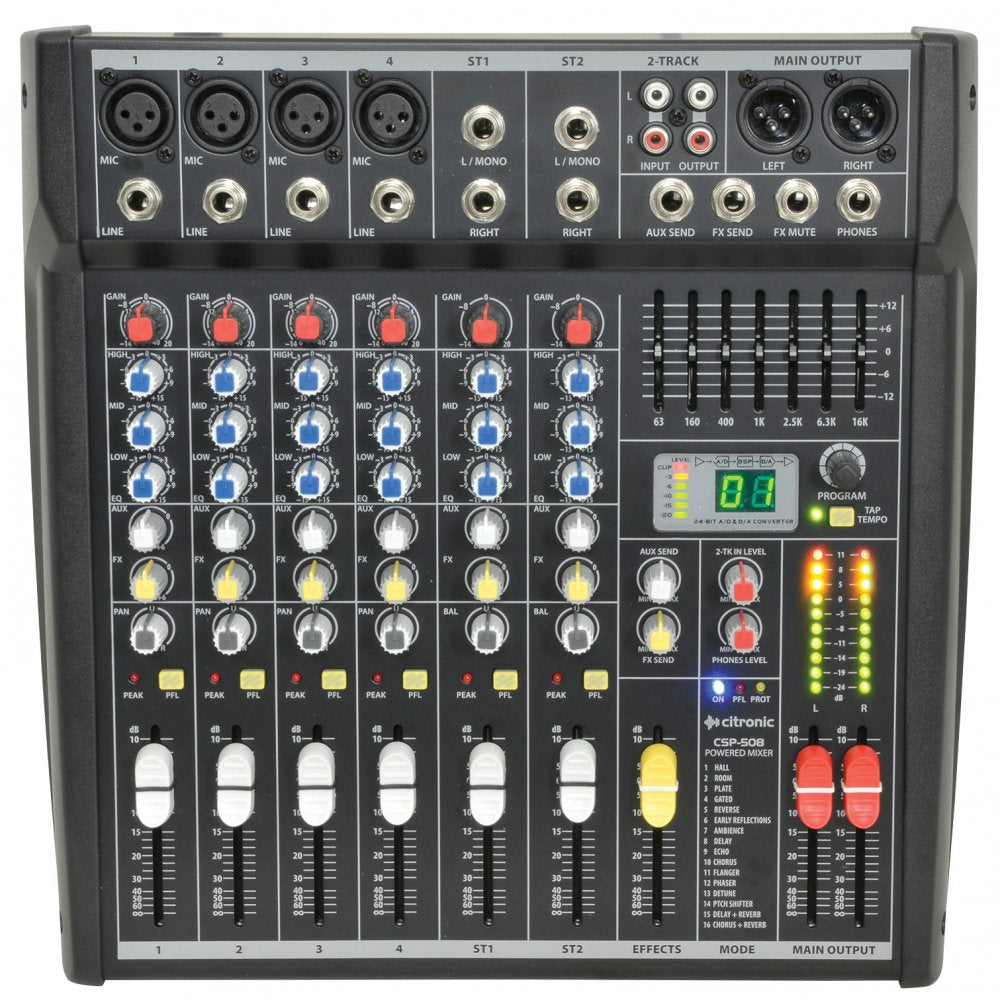 CSP-408 4-Channel Compact Powered Mixer Amplifier 400w RMS Digital DSP FX
