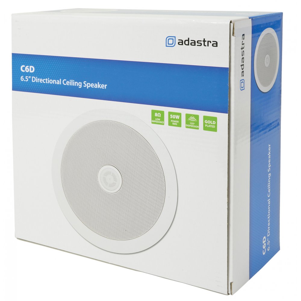 C6D Ceiling Speaker With Directional Tweeter 100w 6.5" Inch White