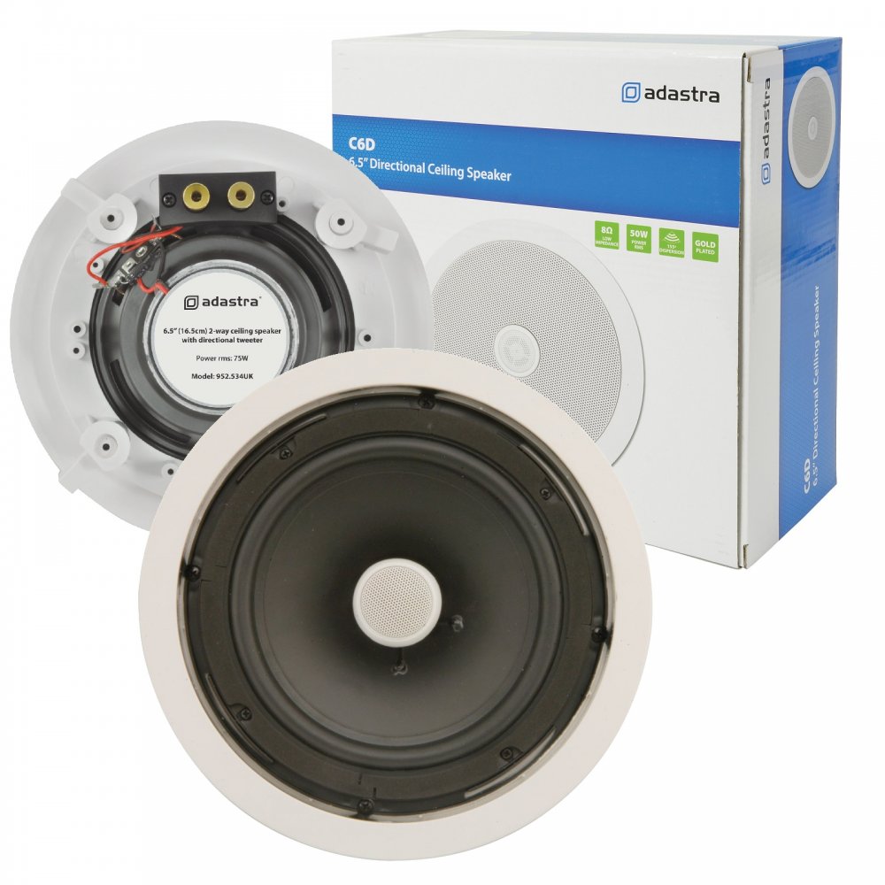 C6D Ceiling Speaker With Directional Tweeter 100w 6.5" Inch White