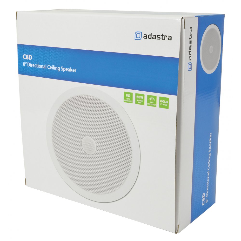 C8D Ceiling Speaker With Directional Tweeter 120w 8" Inch White