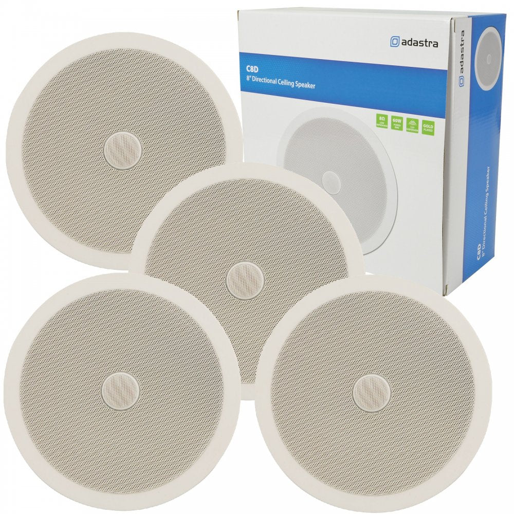 4 x Surround Sound Ceiling Speakers Directional Tweeter 120w Easy Fit