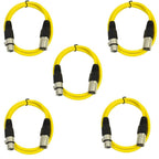 Pack of 5 Yellow 3 Pin XLR Line Female Socket to Male Plug Patch Lead 1M