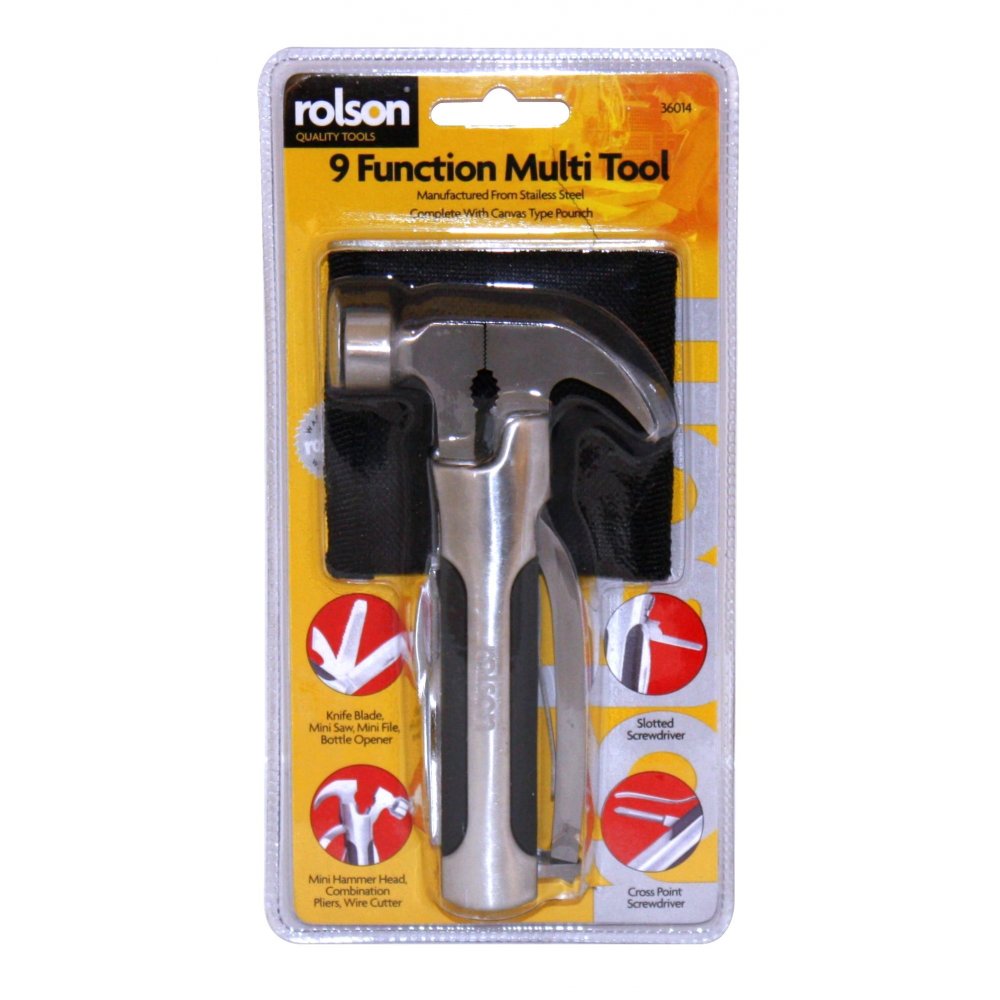 9 in 1 Multi Tool Set inc Claw Hammer, Saw, Screwdriver & Pliers inc Carry Pouch