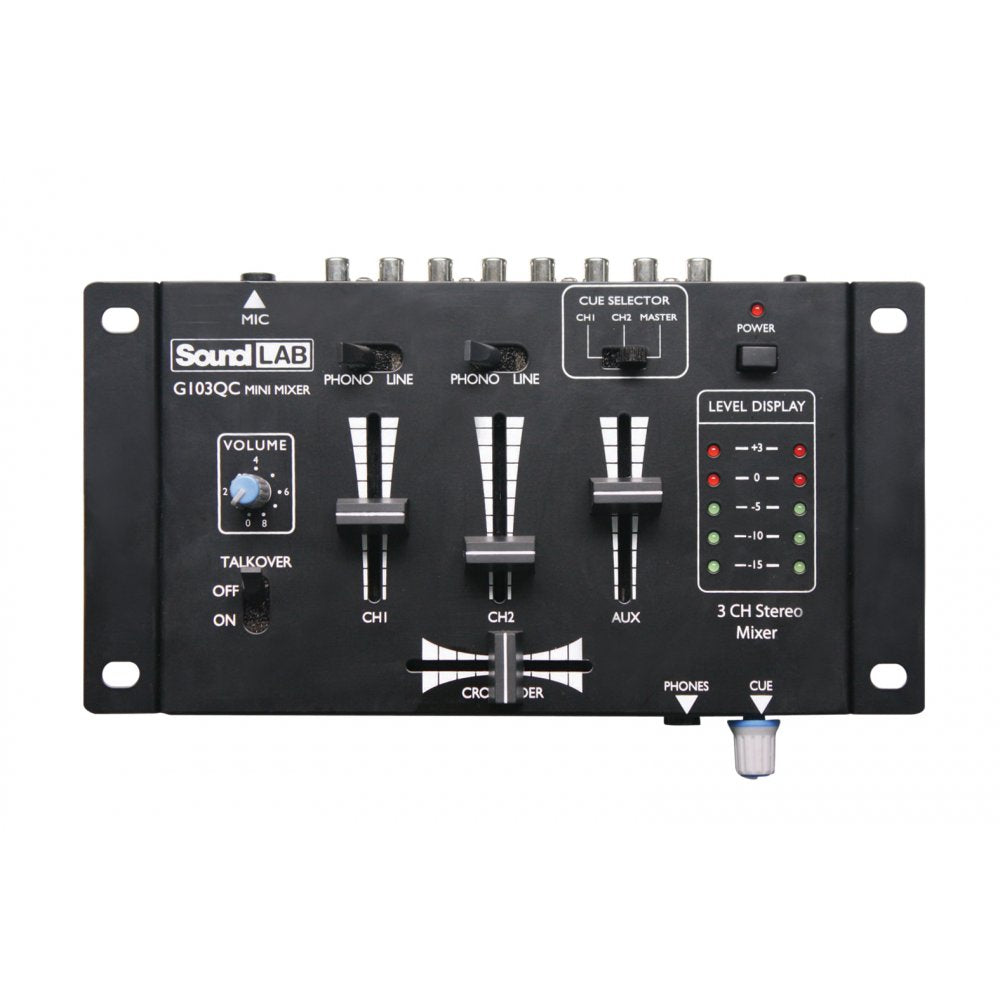 2-Channel & Mic Compact Mini Mixer With Crossfader