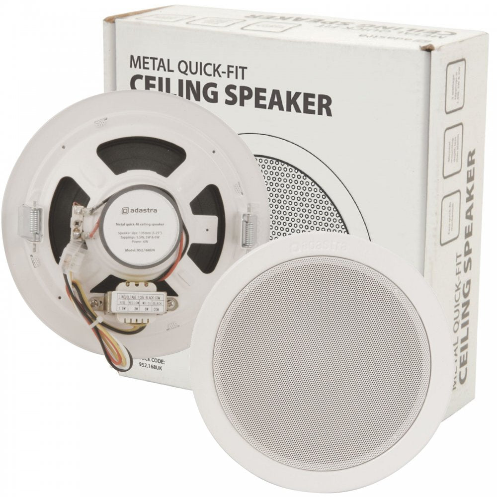 100v Line Metal Easy Quick-Fit Ceiling Speaker 6W 5.25" 135mm