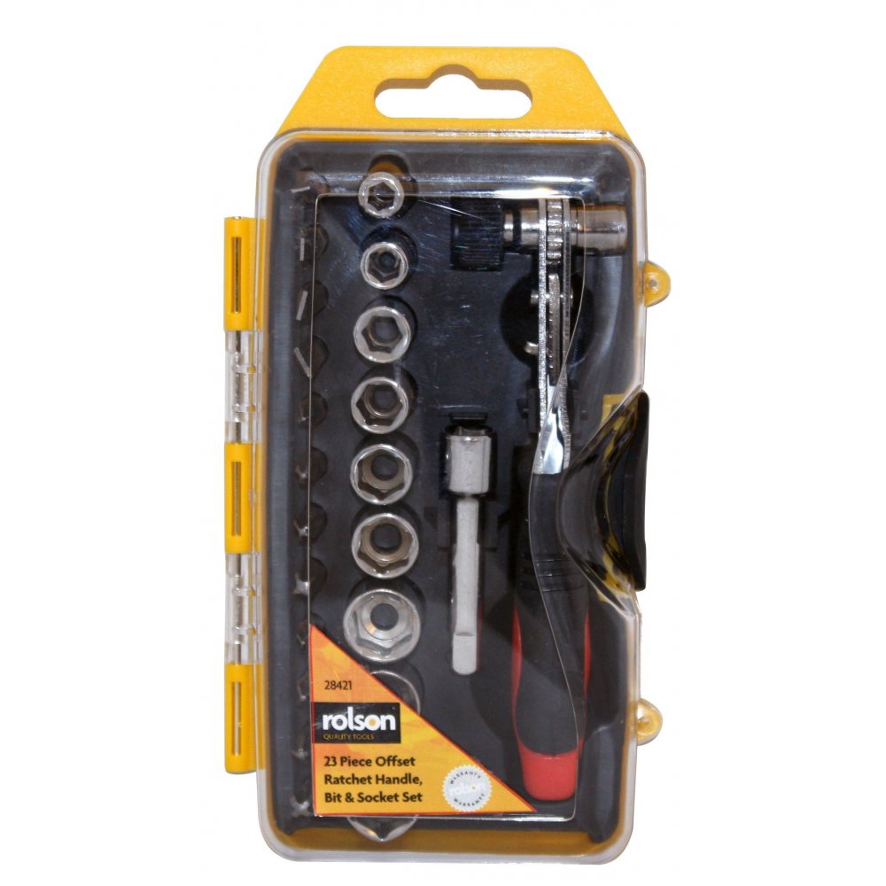 23Pc 1/4" Drive Socket & Bit Set Slotted Phillips Screwdriver Reversible Ratchet