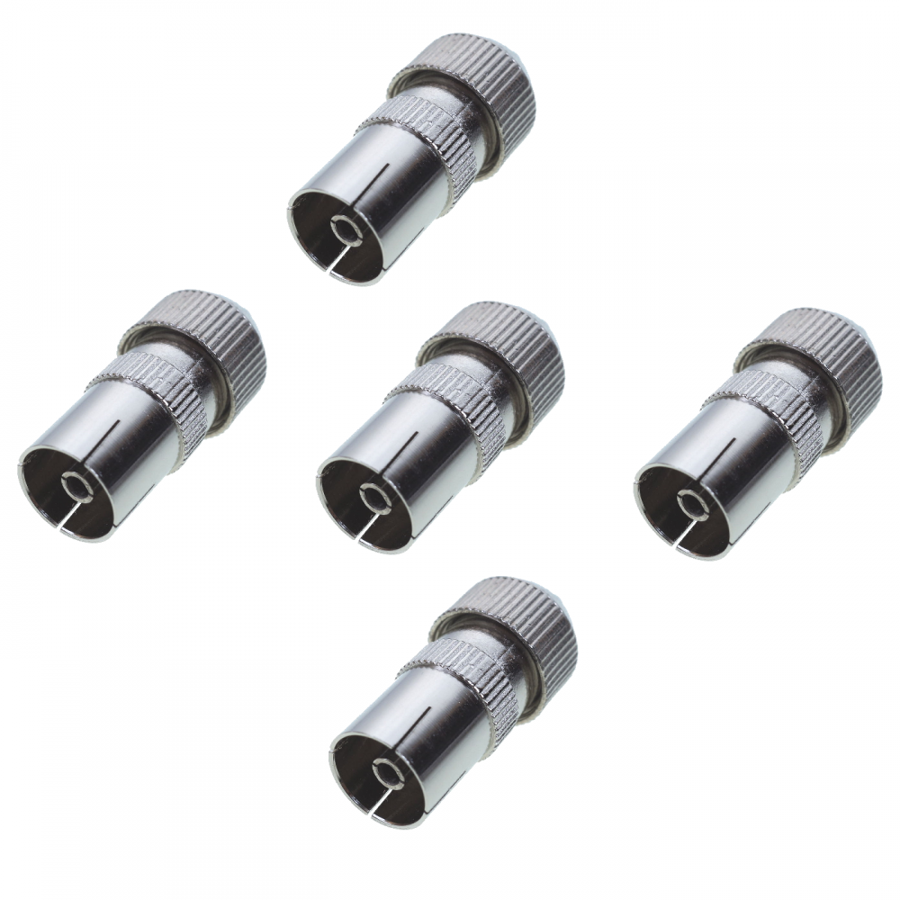 5pc Female Coaxial socket TV RF Self Crimping Coax Plug