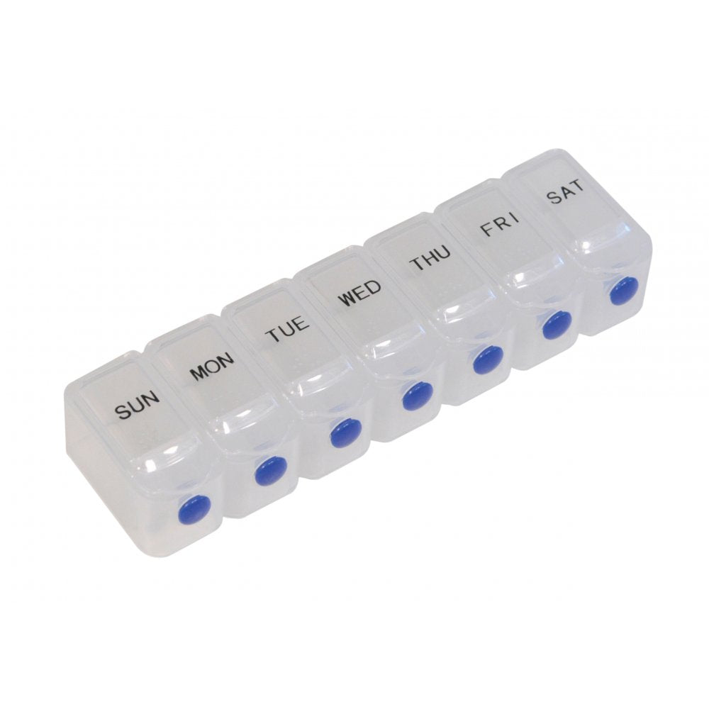 Deluxe Weekday Push Button Release Pill Dispenser with Text & Braille