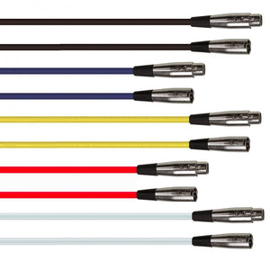 Coloured 3 Pin XLR Male Plug to Female Socket Microphone Lead 6M