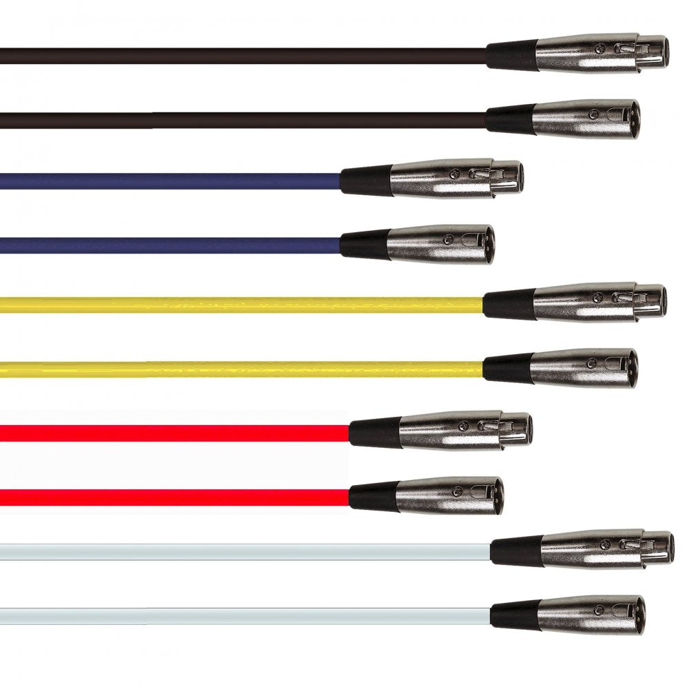 Coloured 3 Pin XLR Male Plug to Female Socket Microphone Lead 6M